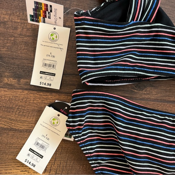 Juniors No Boundaries Lurex Rib Knit Stripe Two-Pieces Swimsuit
Size L (11-13) - Picture 10 of 13